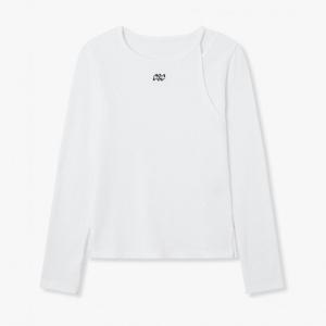 보브  (7156140002) 컷 디테일 골지 티셔츠