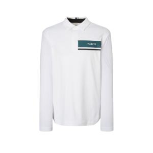 헤지스골프  화이트 남성 냉감 로고 프린트 긴팔 카라 티셔츠(HUTS5D553OW)