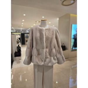 [에이비에프지]2단셔링 크롭핏 라운드넥 밍크퍼 재킷 AGNZ4FFF7K