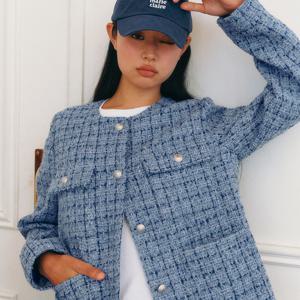 [마리끌레르][정가179,000]체크 미들 트위드 울 블렌드 자켓(MAFCJK14MSB)