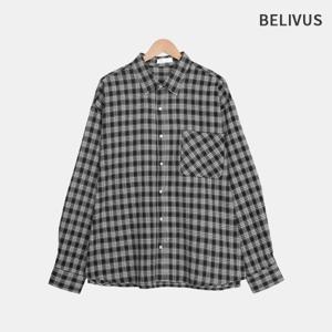 빌리버스 남자 잔체크 면 오버핏 단독 셔츠 남방 BCS005