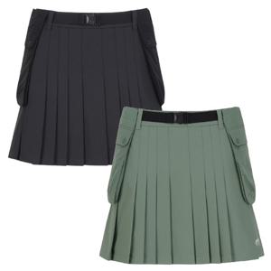 [양말증정]여성 포켓 벨트 레이어 플리츠 스커트 (421D3PC202)