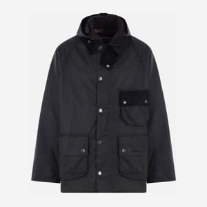바버 블랙 왁스드 코튼 코듀로이 필드 재킷 MWX2479 BK71