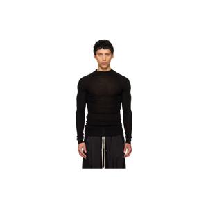 25 FW 릭오웬스 남성 블랙 템플 골지 타바드 터틀넥 탑 261232M205003