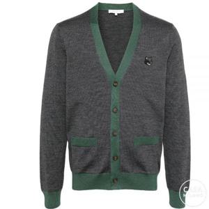 메종키츠네 볼드 폭스 헤드 패치 투톤 가디건 다크 그레이 NM00507KT1036 H170