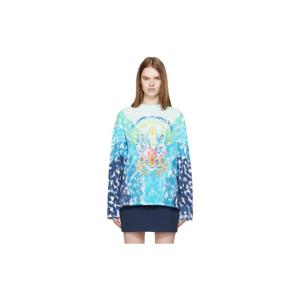 25 FW 카사블랑카 여성 블루 서프 로터스 타이다이 티셔츠 261195F110024