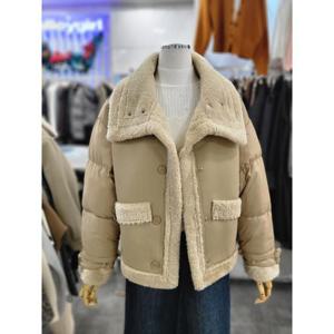 밸리걸 세이브존01 레더 배색 하이넥  캐주얼 패딩 자켓 614480