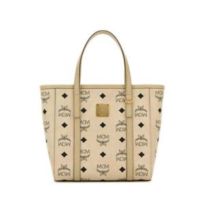 엠시엠 토트백 MWPAATN04I8 BEIGE BLACK LOGO