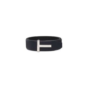 25 FW 톰포드 남성 블랙 그레인 가죽 T 아이콘 벨트 261076M131006