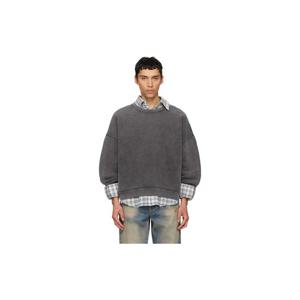 25 FW 아크네 남성 그레이 스웨터 로고 패치 스웨트셔츠 261129M204003