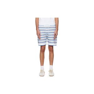 25 FW 카사블랑카 남성 화이트   블루 턱 스티치 쇼츠 261195M193007