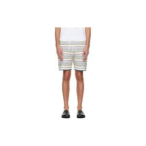 25 FW 카사블랑카 남성 화이트 턱 스티치 쇼츠 261195M193006