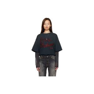 25 FW 아크네 여성 그레이 로고 레이어드 티셔츠 261129F110007