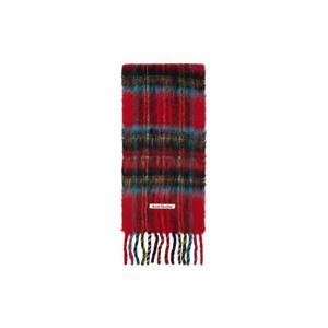 25 FW 아크네 남성 레드   블루 체크 모헤어 스카프 261129M150023