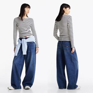 타미데님 여성 버튼 립 헨리넥 티셔츠 T32G0TTO10TWT1