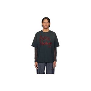 25 FW 아크네 남성 그레이 레이어드 로고 티셔츠 261129M213006