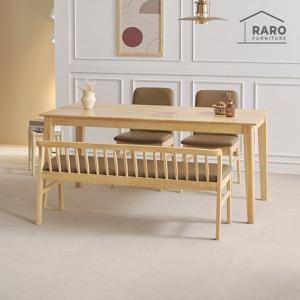 라로퍼니처 루아 1700 고무나무 원목 6인 식탁 세트 (식탁+의자2+등벤치1)