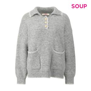 [숲]배색 스티치 루즈핏 카라 니트 S61LK10