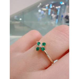 미니골드 14k [미니젬스] 클로버 에메랄드 반지 MRM14306