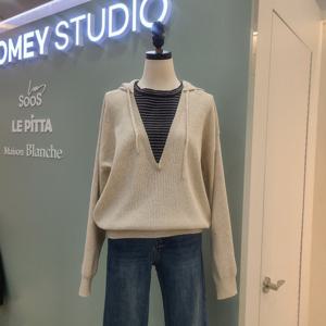 [수스]울레이어 후드니트 S261BSW259 /베이지,그레이