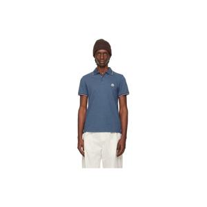 25 FW 몽클레어 남성 블루 코튼 피케 폴로 셔츠 261111M212006