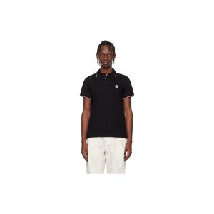 25 FW 몽클레어 남성 블랙 코튼 피케 폴로 셔츠 261111M212004