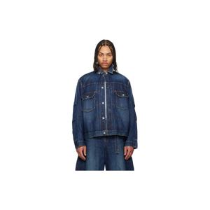 25 FW 사카이 남성 블루 페이딩 워싱 데님 재킷 261445M177007