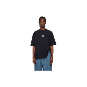 25 FW 베트멍 남성 블랙 바이커 크로스 로고 티셔츠 261669M213028