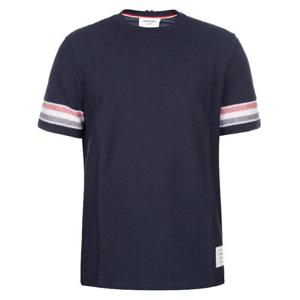 톰브라운 텍스처 스트라이프 반팔티 네이비 MJS204A
