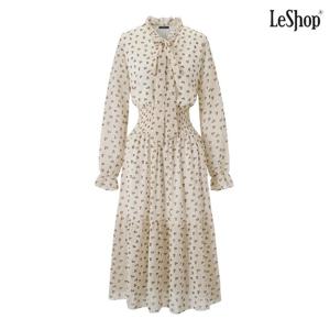 [르샵]프렌치 캉캉 밴딩 리본 셔링 롱 원피스 (DQ1OW005A)