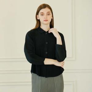 [요이츠] 베이직 플리츠 카라 셔츠 자켓 블랙_YJ09WNPJK03