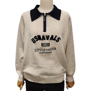 [르피타]배색카라 반집업 니트 L261BSW151