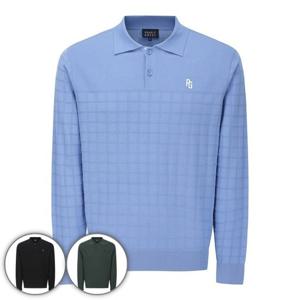 [파리게이츠] 남성 블록 체크 조직감 믹스 긴팔 니트 511F1SR202