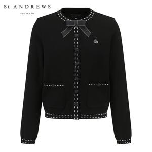 [세인트앤드류스] 여성 스티치 배색 리본 가디건 821F1SD002_BK