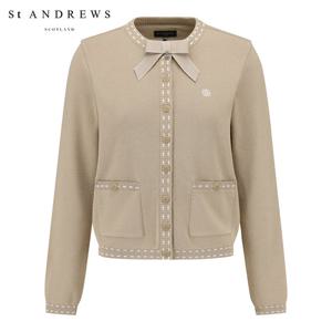 [세인트앤드류스] 여성 스티치 배색 리본 가디건 821F1SD002_BG