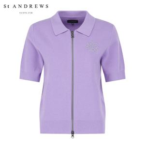 [세인트앤드류스] 여성 별 로고 포인트 투웨이 집업 반팔 가디건 821F1SD001_PP