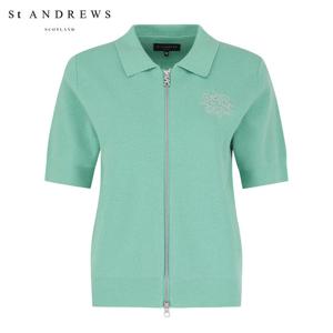 [세인트앤드류스] 여성 별 로고 포인트 투웨이 집업 반팔 가디건 821F1SD001_MT