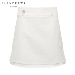 [세인트앤드류스] 여성 별 심볼 고리 페이크 포켓 A라인 큐롯 스커트 821F1PC001_WH