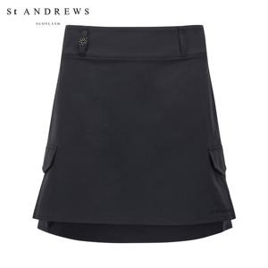 [세인트앤드류스] 여성 별 심볼 고리 페이크 포켓 A라인 큐롯 스커트 821F1PC001_BK