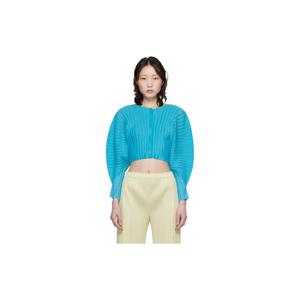 25 FW 이세이미야케 여성 블루 골지 플리츠 재뉴어리 가디건 261941F095015