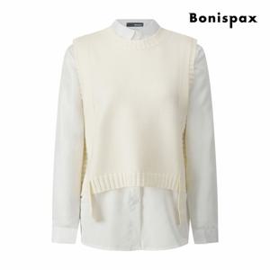 [보니스팍스] 니트 베스트 레이어드 블라우스 (XQ1SH005M0)