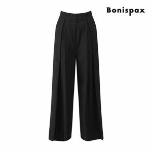 [보니스팍스] 핀턱 하이웨스트 와이드 기모 슬랙스 (XQ1PT004M0)