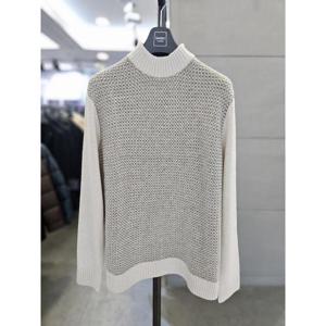 바쏘옴므 세이브존03 바쏘옴므 남자 반폴라 카키 울혼방 모크넥 니트 WSAGZ4WN21A