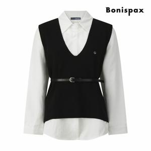 [보니스팍스] V넥 니트 베스트 레이어드 셔츠 (XQ1SH006M0)