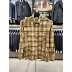 브렌우드 세이브존03 브렌우드 코튼 소재 옐로우 체크 캐주얼 셔츠 BR-AQSAW-25-451