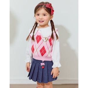 [프렌치캣(백)]PK 아가일 니트  조끼(Q51DAW021)