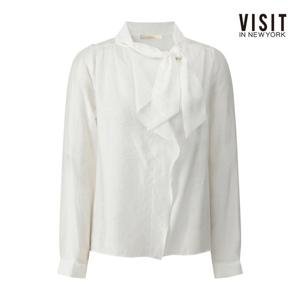 [비지트인뉴욕]볼륨 타이 리본 포인트 블라우스 V61LS05