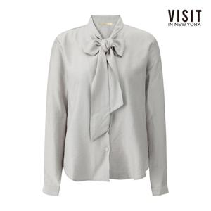 [비지트인뉴욕]타이드 리본 실키 라운드넥 블라우스 V61LS04