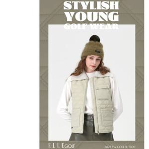 [엘르골프]여성 니트에리 다이아 퀼팅 패딩 베스트 6J81451 블랙