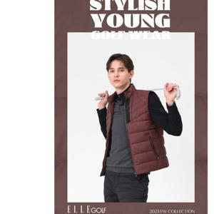 [엘르골프]남성 사선 퀼팅 믹스 경량 다운 베스트 6J71451 다크